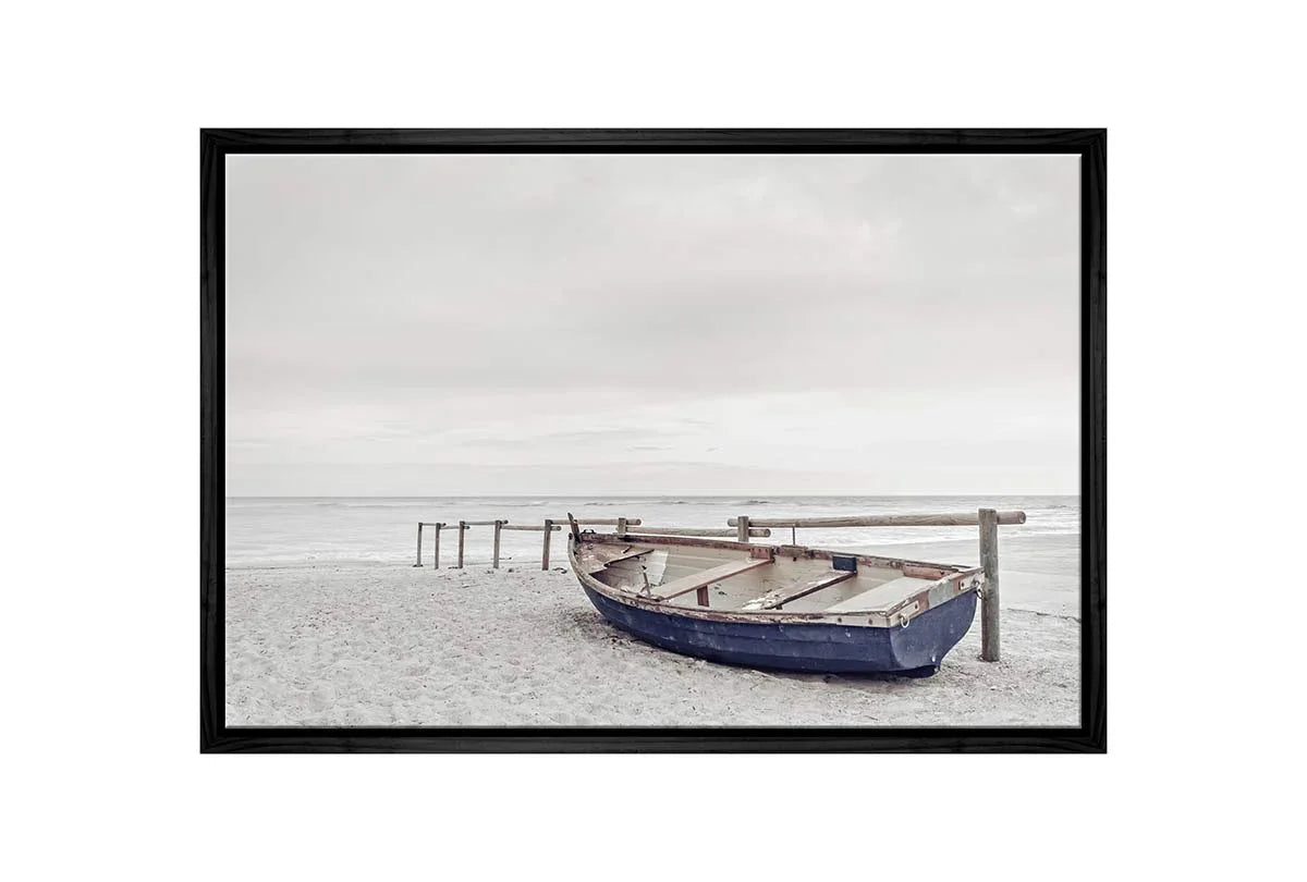 Blue Wooden Boat on Beach | Canvas Wall Art Print - Final Touch Decor