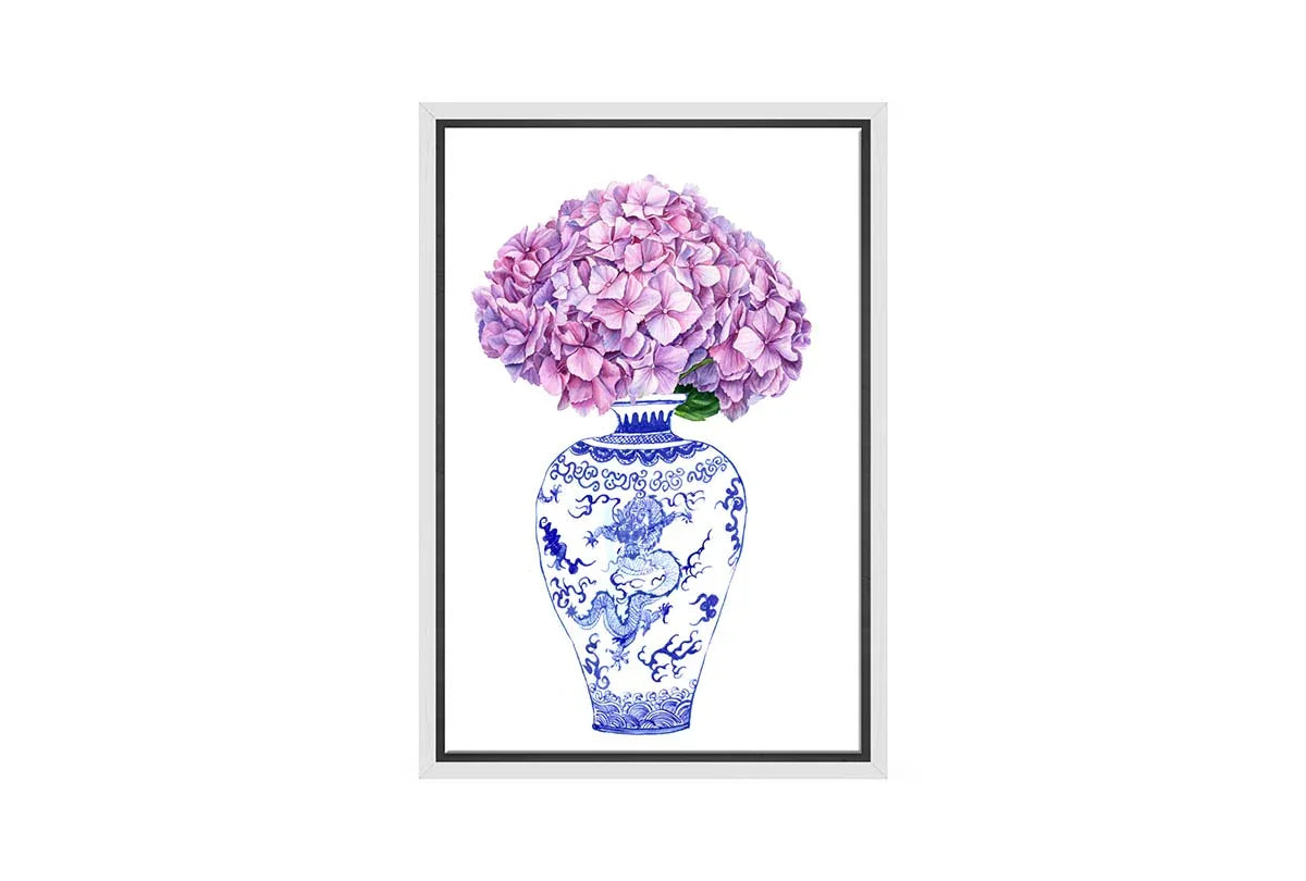Blue White Vase Mauve Flowers | Hamptons Canvas Wall Art Print - Final Touch Decor
