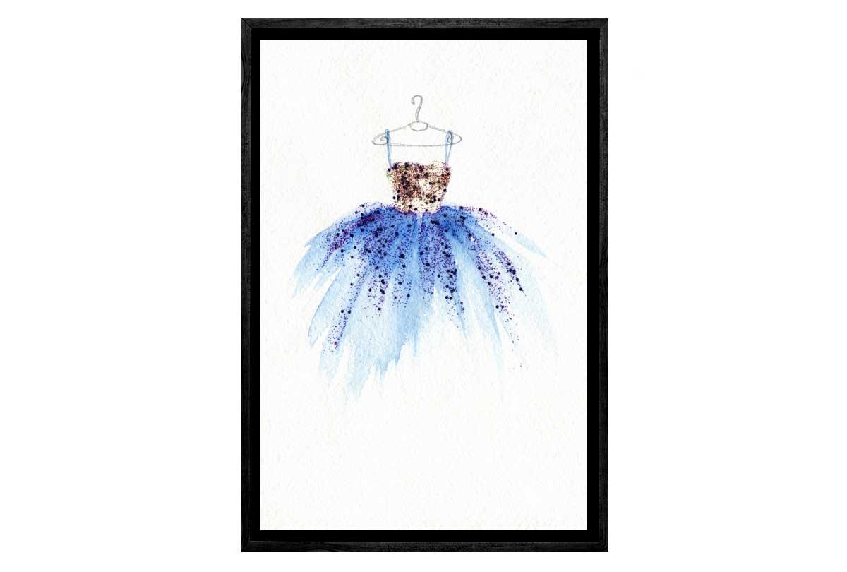 Gold Blue Dress | Fashion Canvas Wall Art Print - Final Touch Decor
