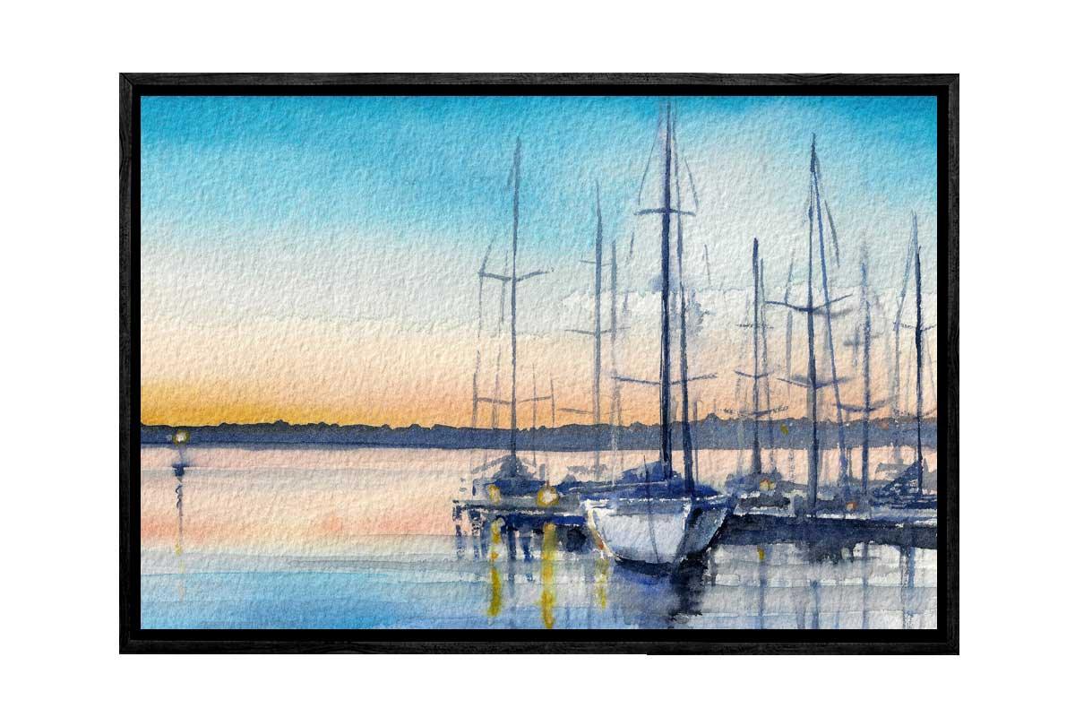 Yachts at Marina Watercolour | Canvas Wall Art Print - Final Touch Decor