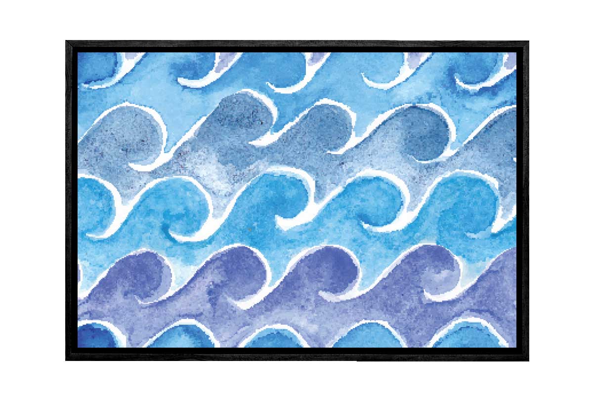 Blue Wave Pattern Watercolour | Canvas Wall Art Print
