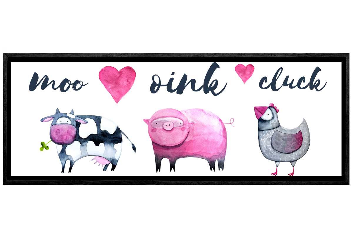 Cow, Pig, Chick In Watercolour | Kids Farm Animal Print | Canvas Wall Art Decor - Final Touch Decor