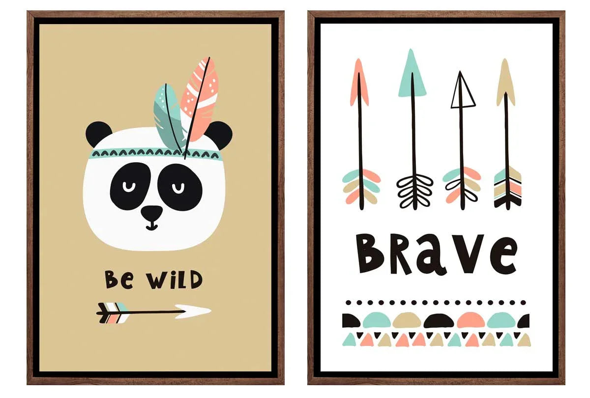 Be Wild & Brave | Kids Boho Print Set | Wall Art Decor - Final Touch Decor