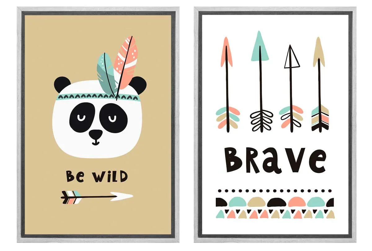 Be Wild & Brave | Kids Boho Print Set | Wall Art Decor - Final Touch Decor