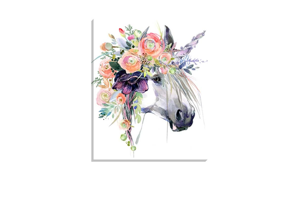 A Unicorn with Flowers | Kids Wall Art Print - Final Touch Decor