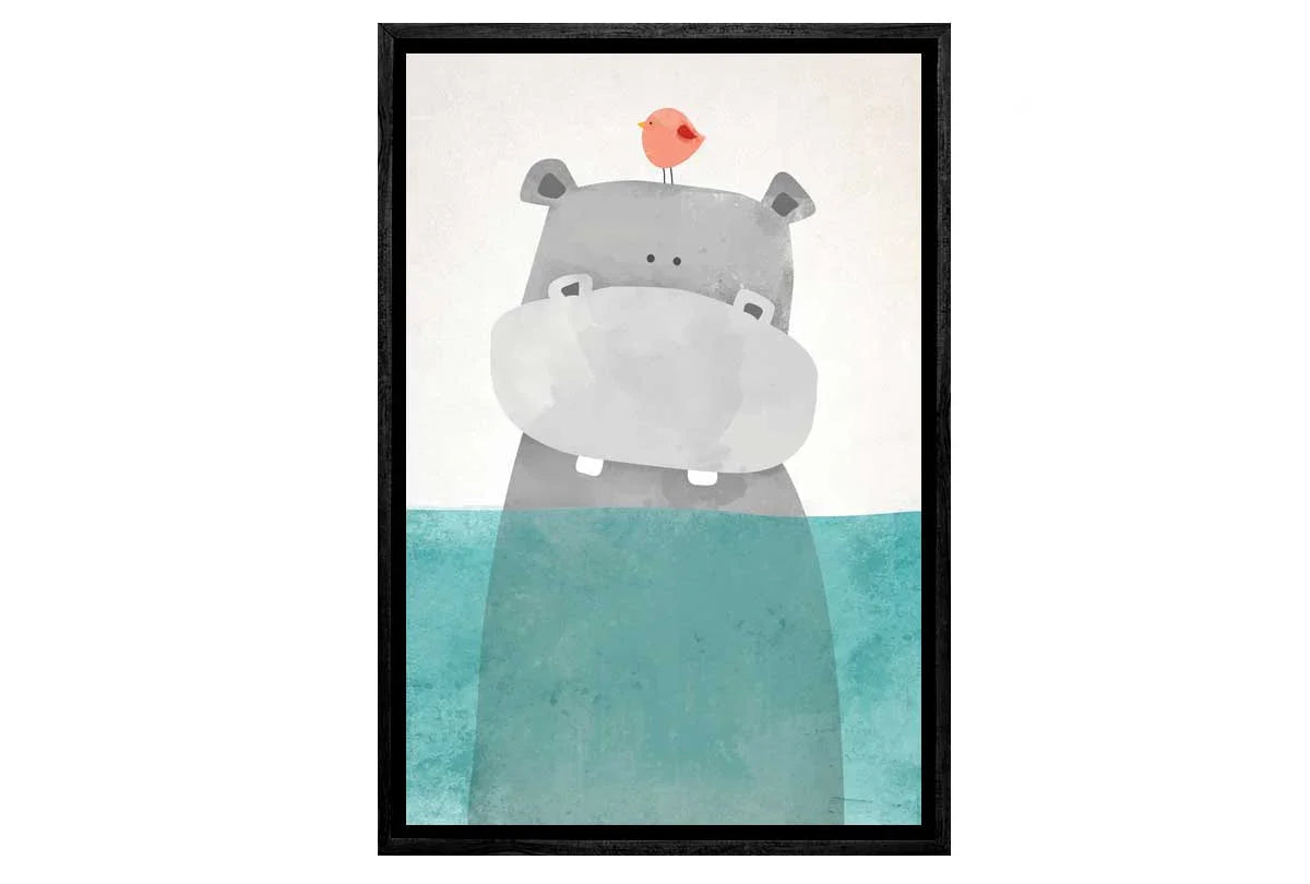 Swimming Hippo | Canvas Art Print - Final Touch Decor