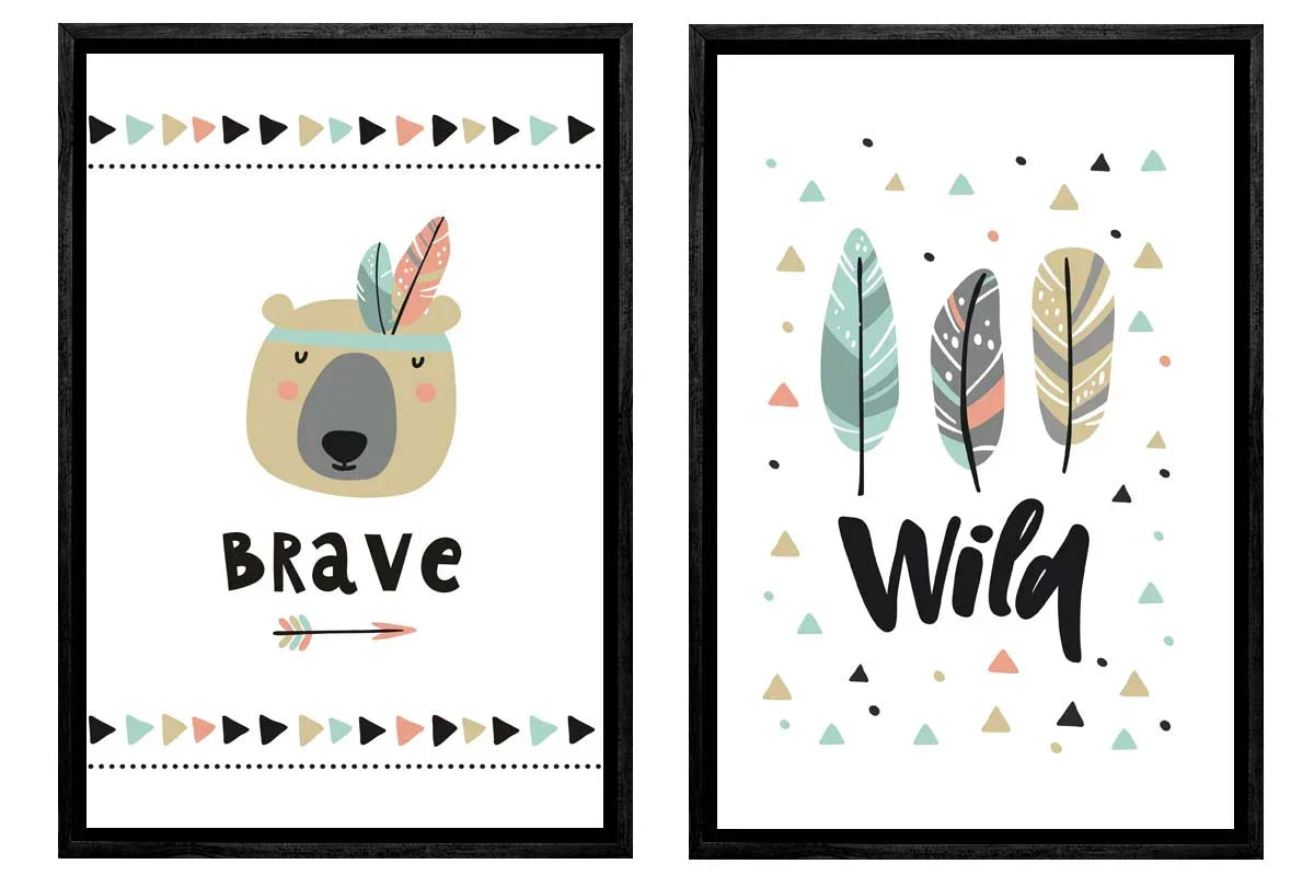 Kids Tribal Print | Set of 2 | Canvas Wall Art Print - Final Touch Decor