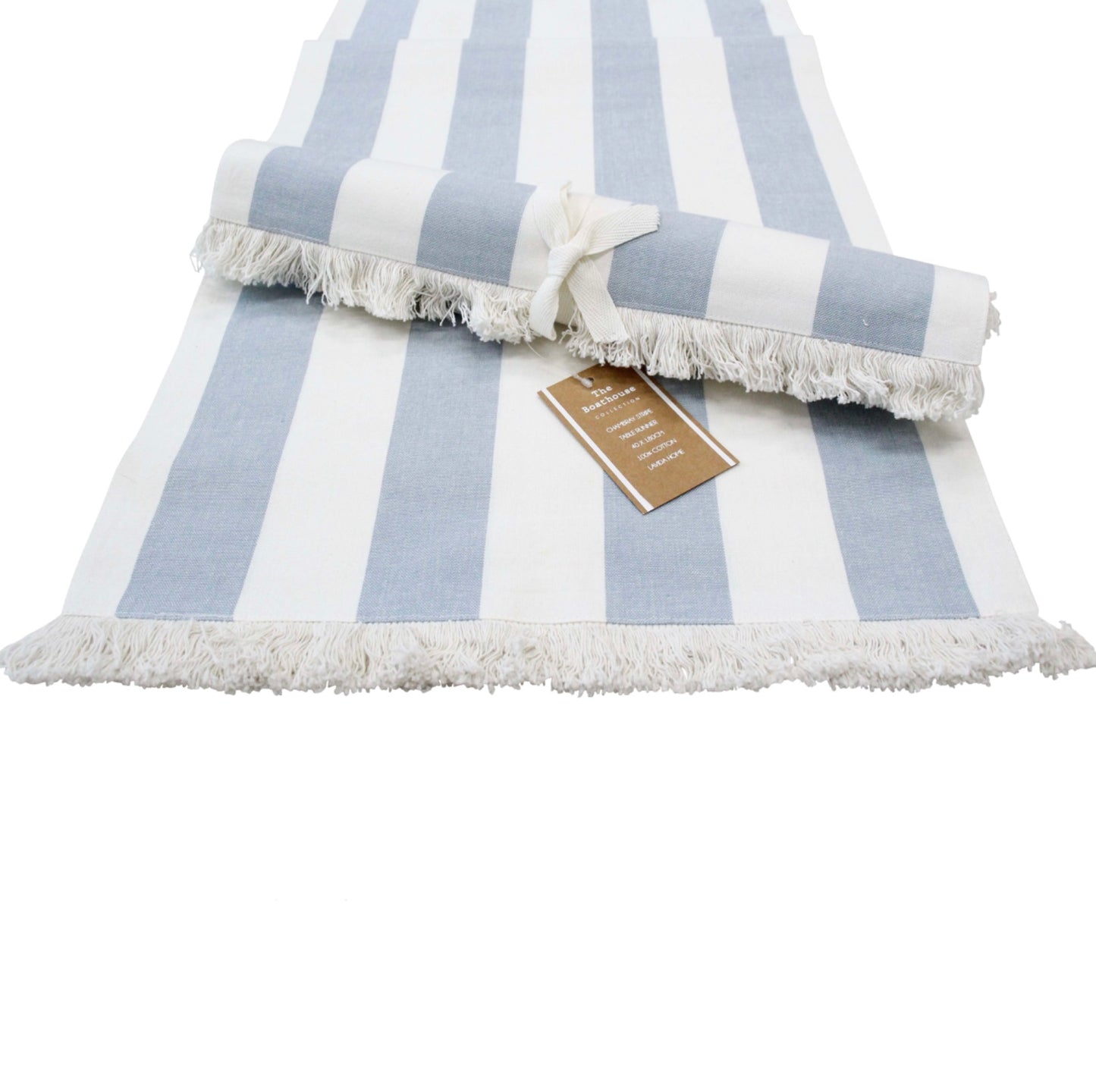 Table Runner Chambray Stripe Blue