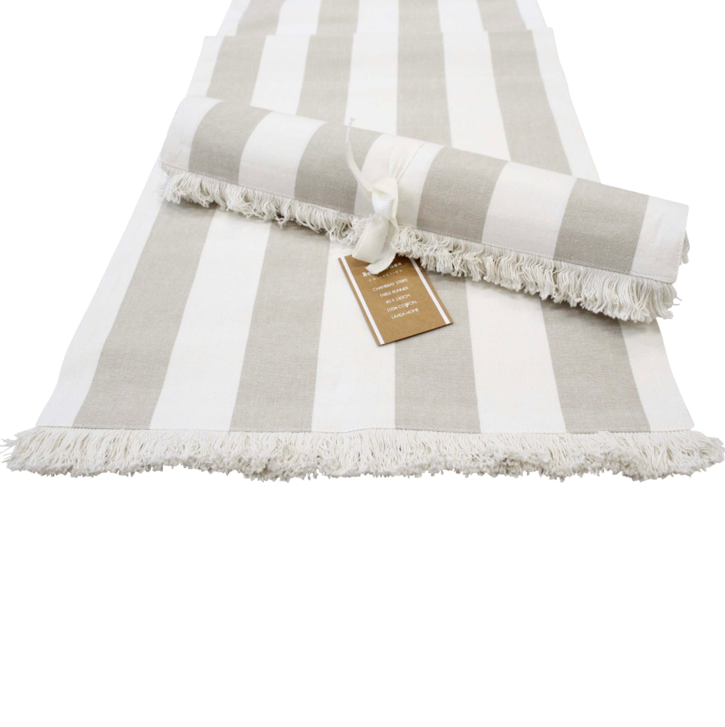 Table Runner Chambray Stripe Natural