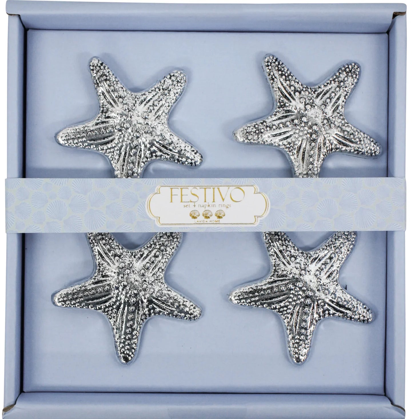 Starfish Napkin Rings Set/4 Silver