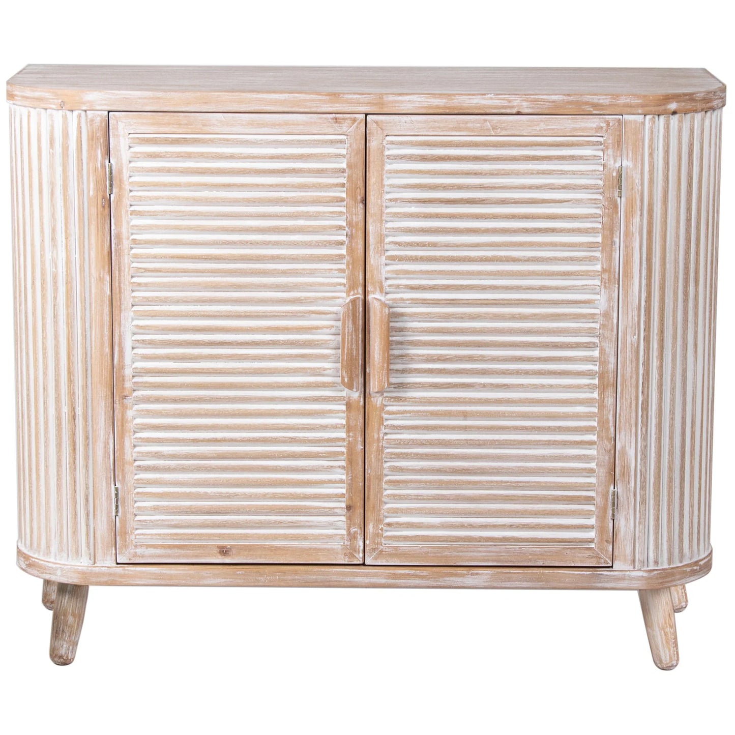 Coastal Hamptons Ribbed Double Door Cabinet - Final Touch Decor
