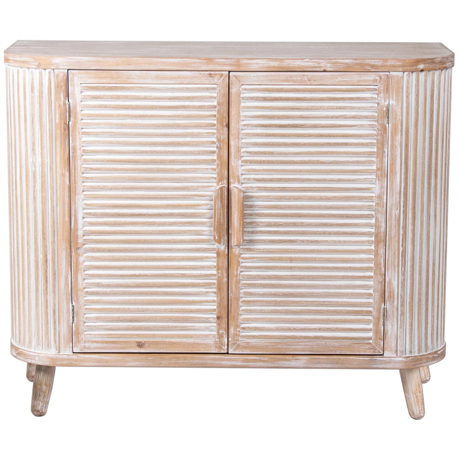 Coastal Hamptons Ribbed Double Door Cabinet - Final Touch Decor
