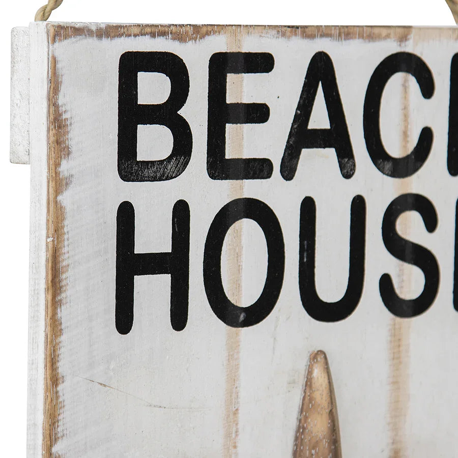 Beach House Decorative Plaque with Hooks