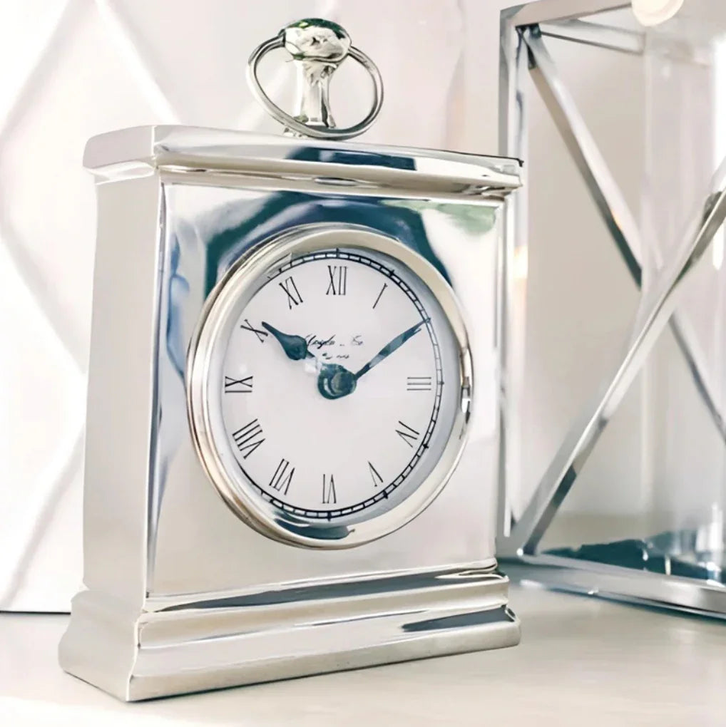 Hamptons Silver Mantle Clock