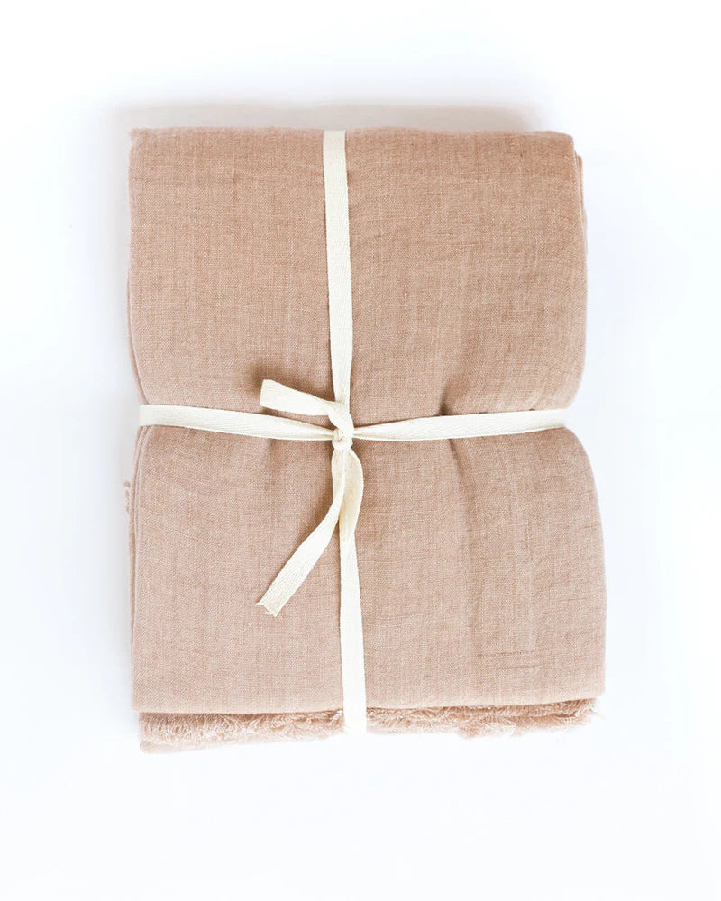 Stone Washed Linen Throw Blanket - Blush