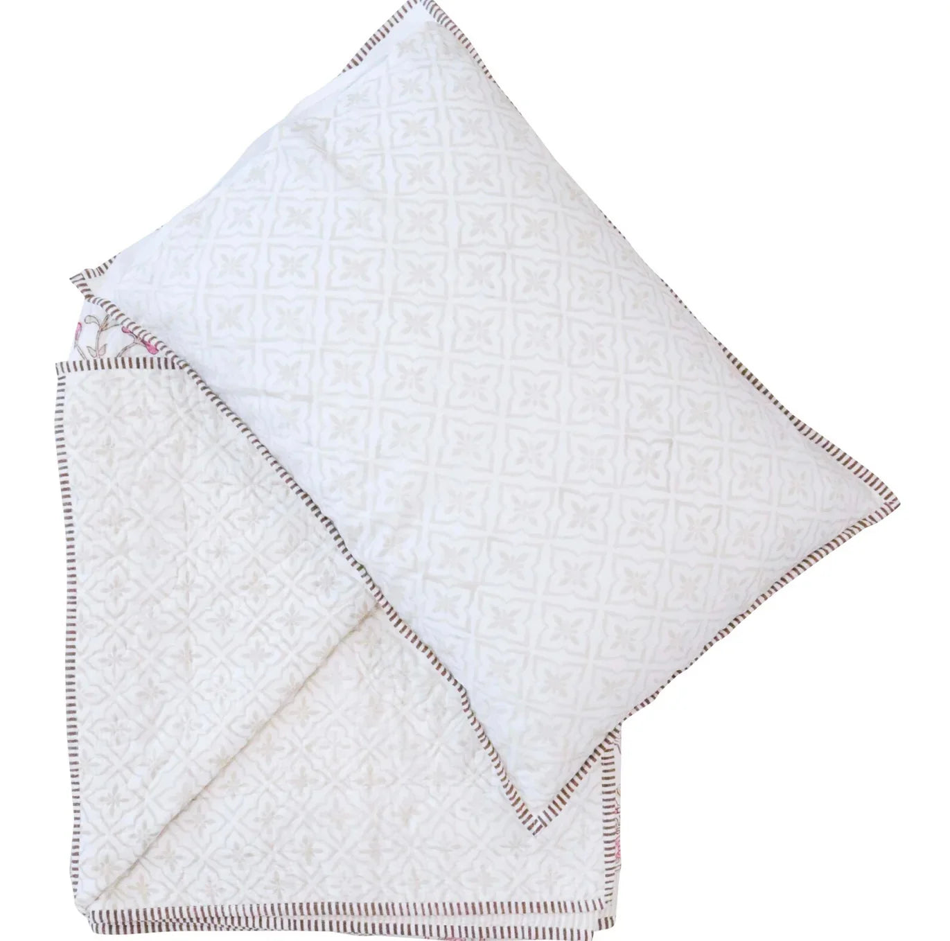Quilted Bedspread Set Handmade Pink Beige - Final Touch Decor