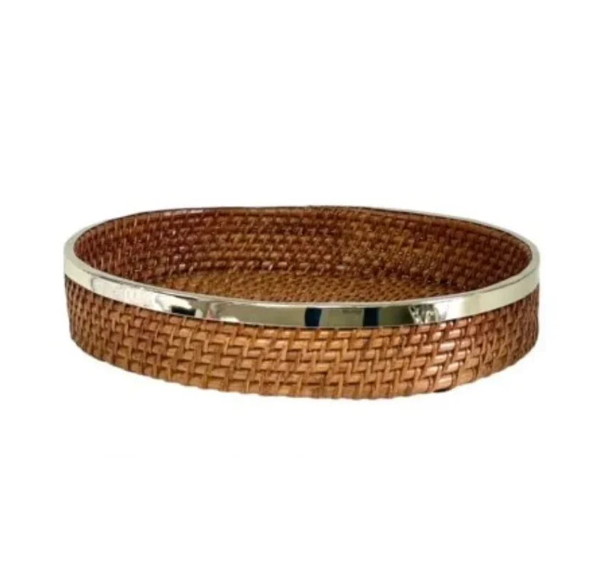 Oval Rattan/Silver Tray - Final Touch Decor