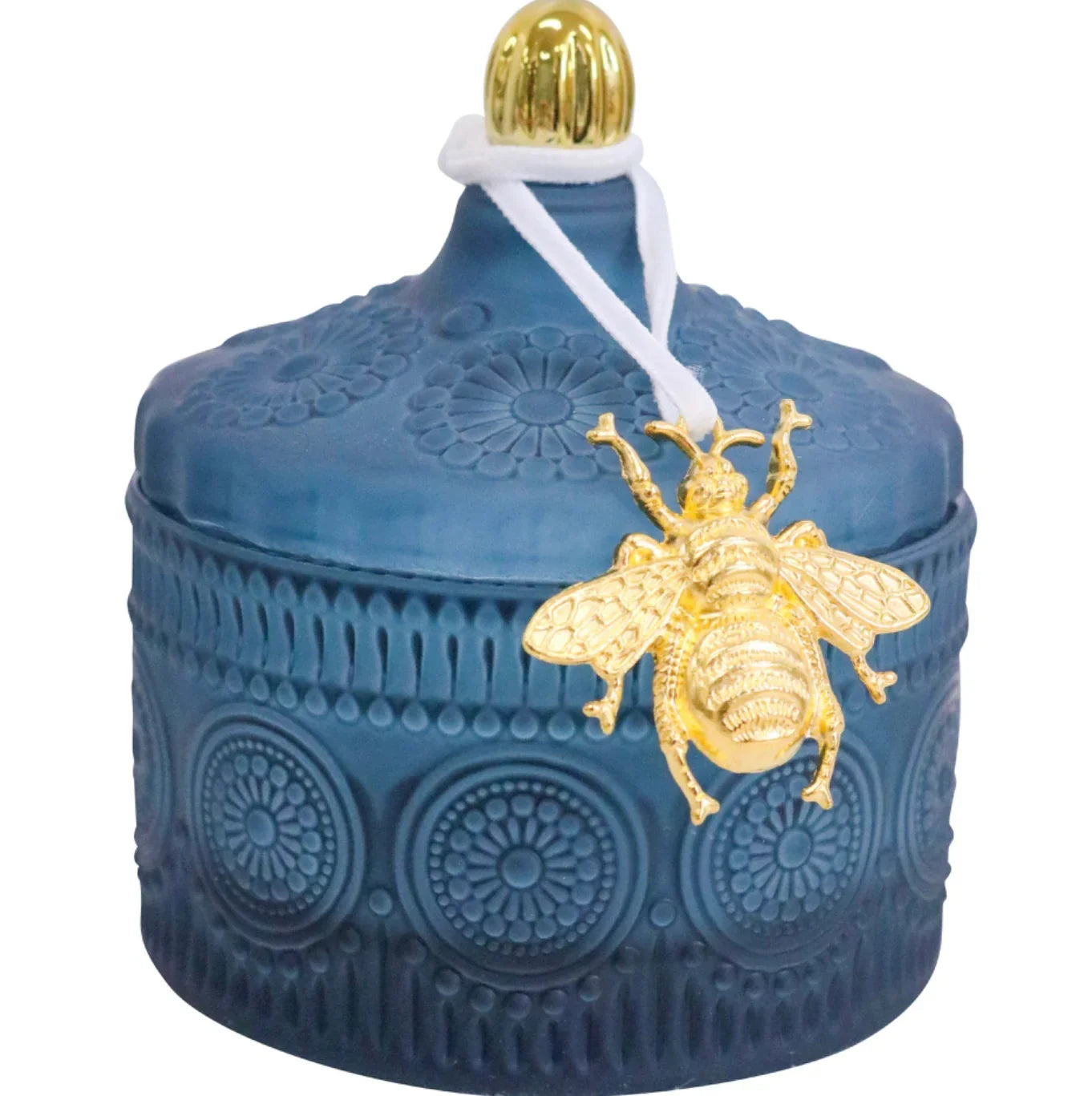 Glass Trinket Jar Navy