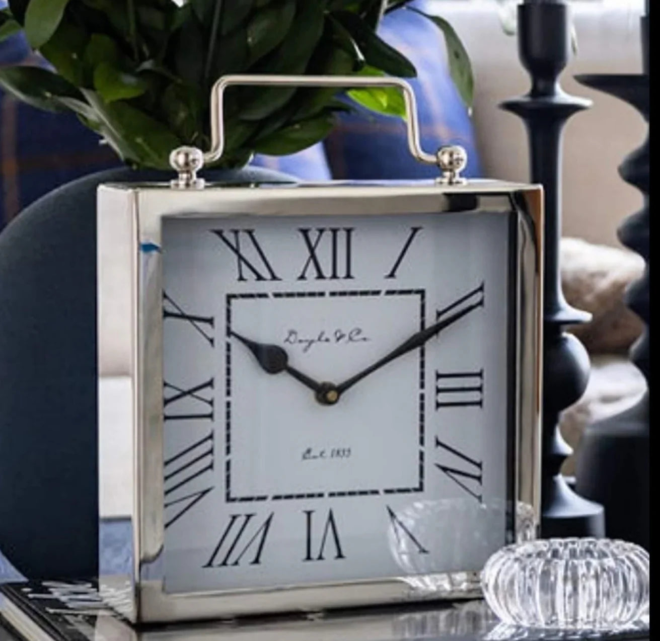 Classic Shiny Silver Nickel Mantle Clock - Final Touch Decor