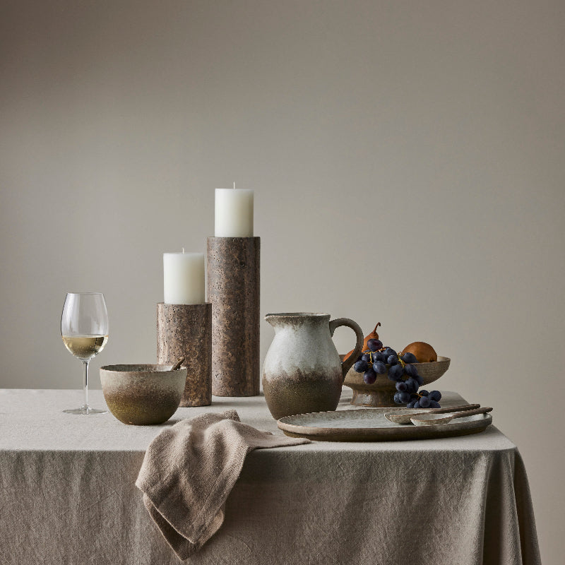 Dusk stoneware serveware collection in cream and earthy brown