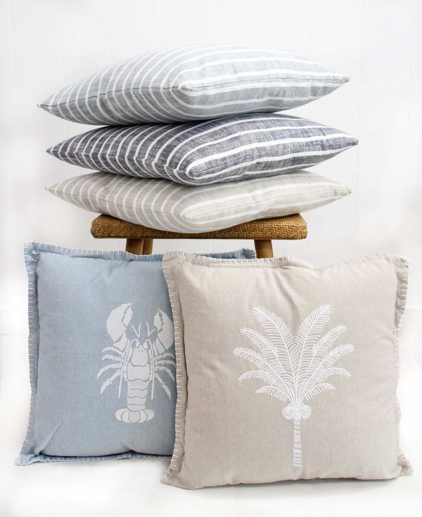 Cushion Harbour Strip Light Blue - 50x50cm