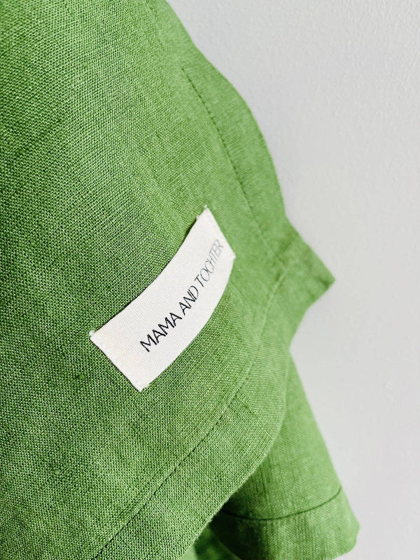 green pure linen tea towel