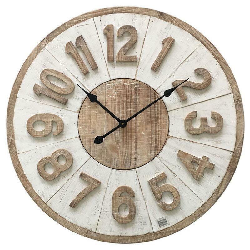 XXL Hamptons Coastal White Wooden Wall Clock 70cm