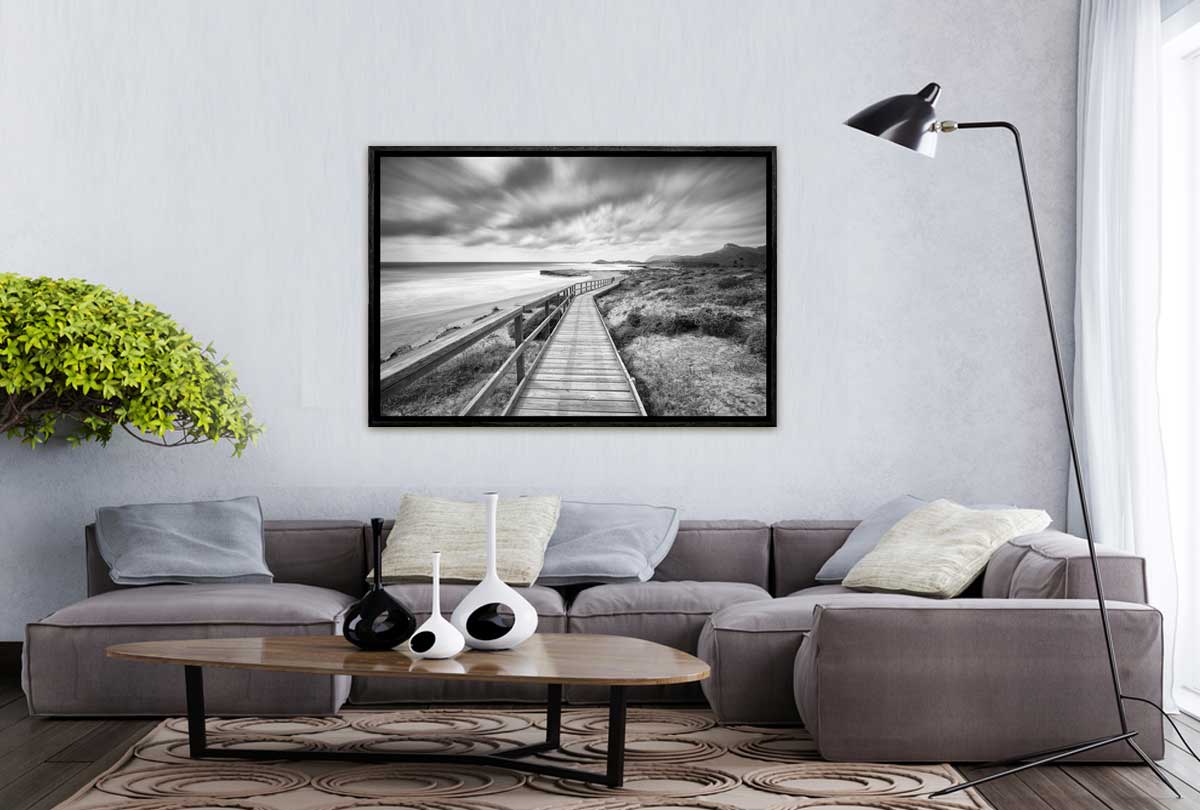 Beach Boardwalk Black & White | Canvas Wall Art Print - Final Touch Decor