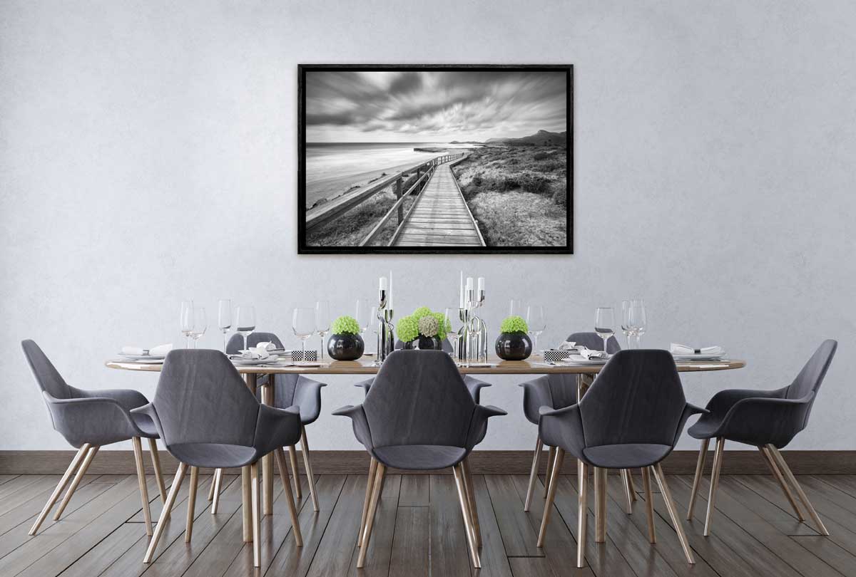 Beach Boardwalk Black & White | Canvas Wall Art Print - Final Touch Decor