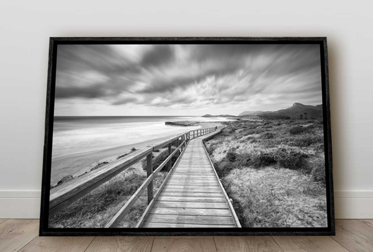 Beach Boardwalk Black & White | Canvas Wall Art Print - Final Touch Decor
