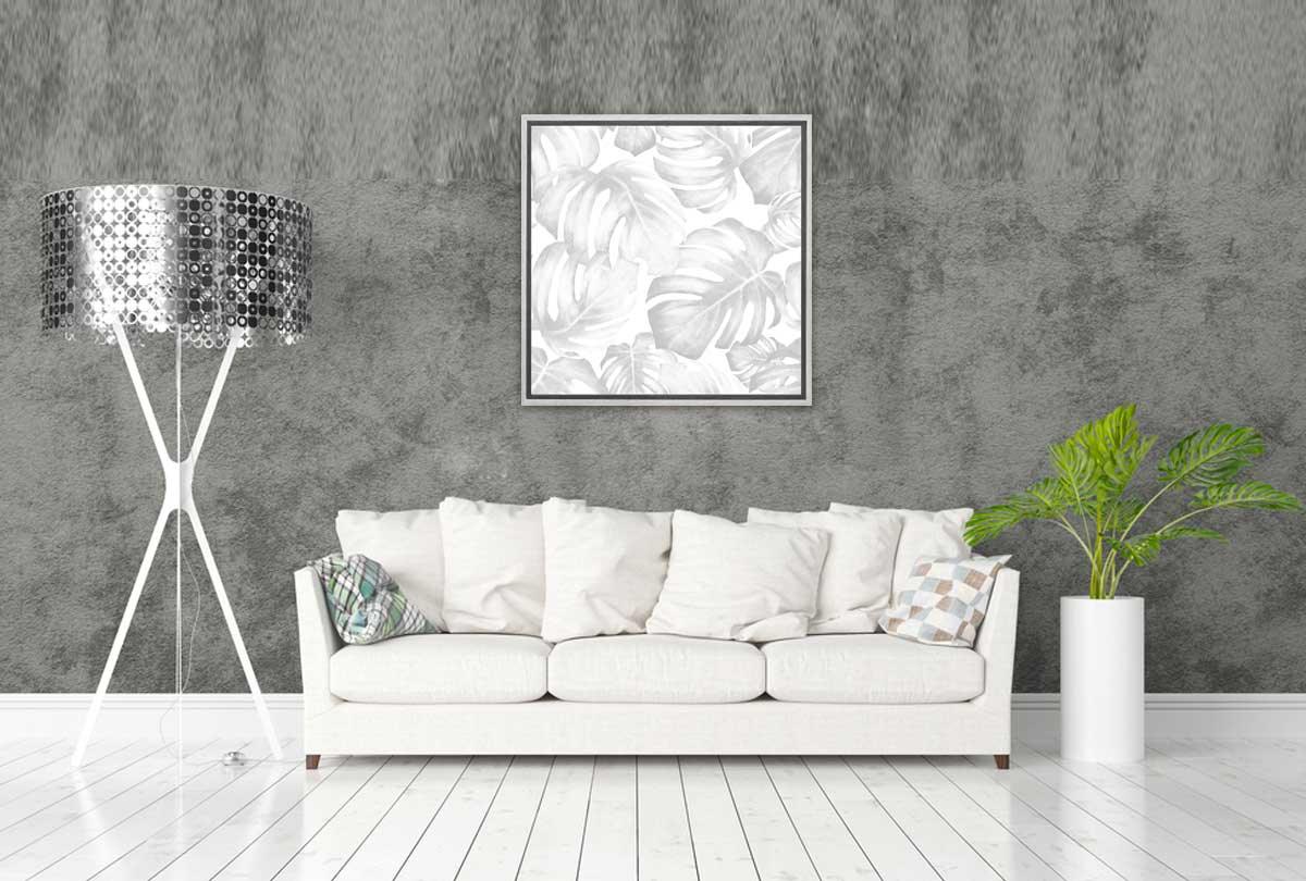 Monstera Leaves Black & Grey | Canvas Wall Art Print - Final Touch Decor
