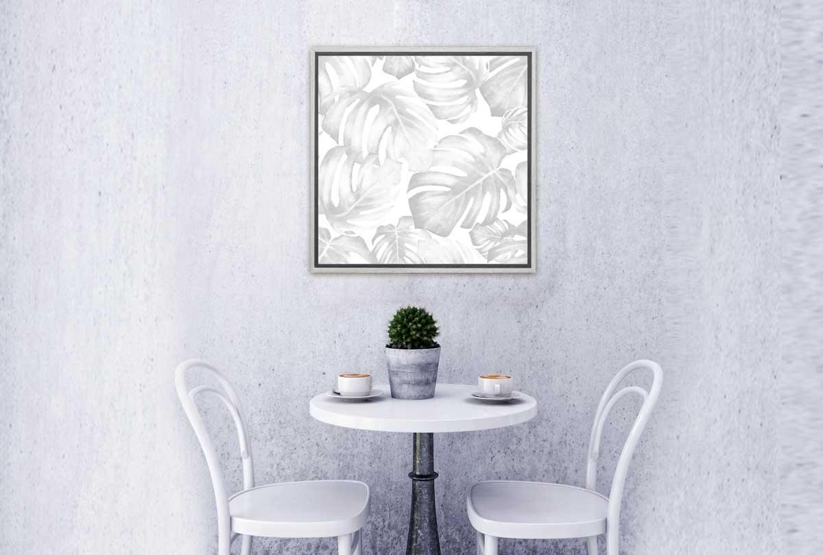 Monstera Leaves Black & Grey | Canvas Wall Art Print - Final Touch Decor