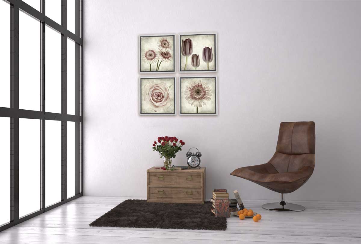 Vintage Floral Set of 4 | Canvas Wall Art Print - Final Touch Decor