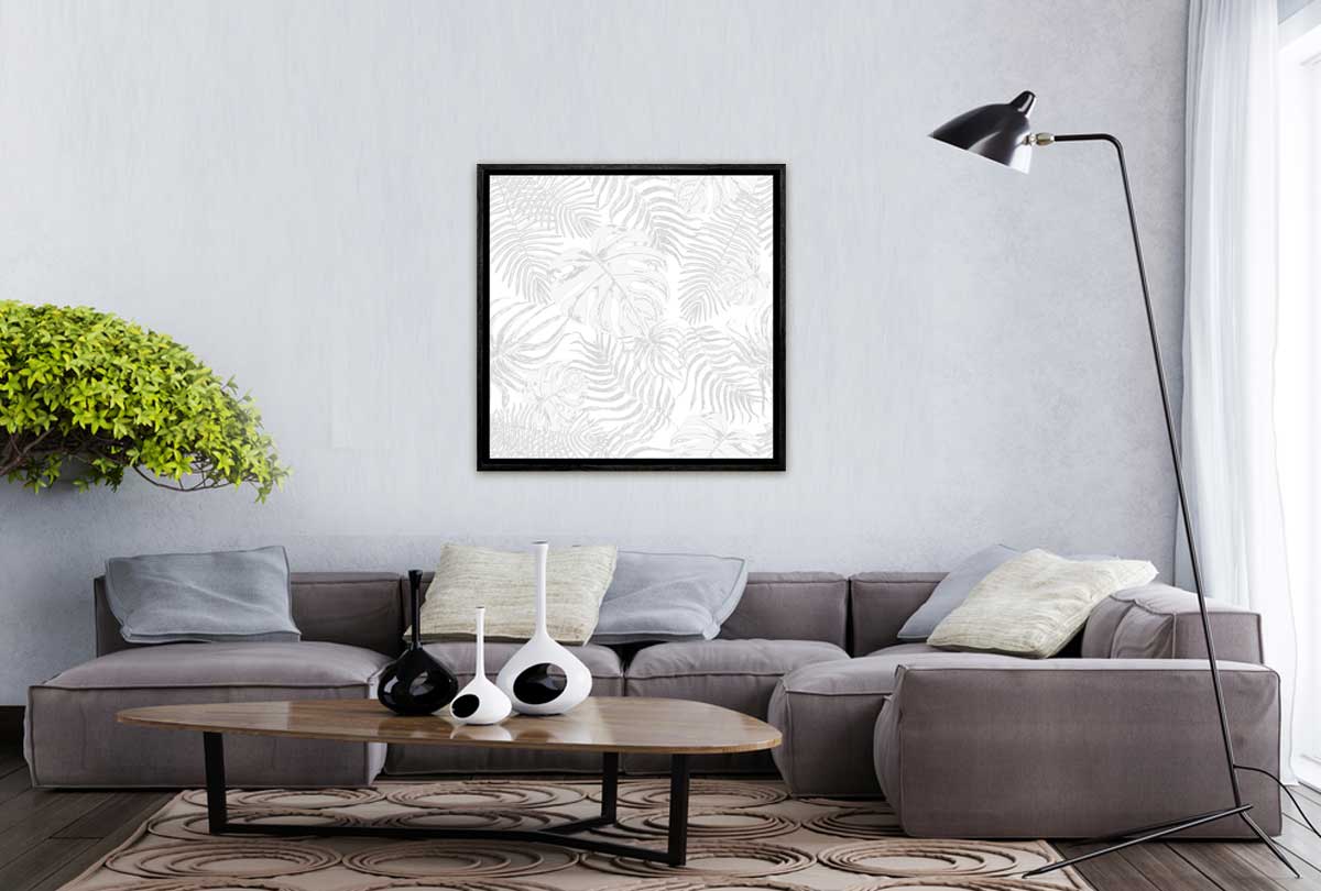 Grey Monstera & Palm leaves | Canvas Wall Art Print - Final Touch Decor