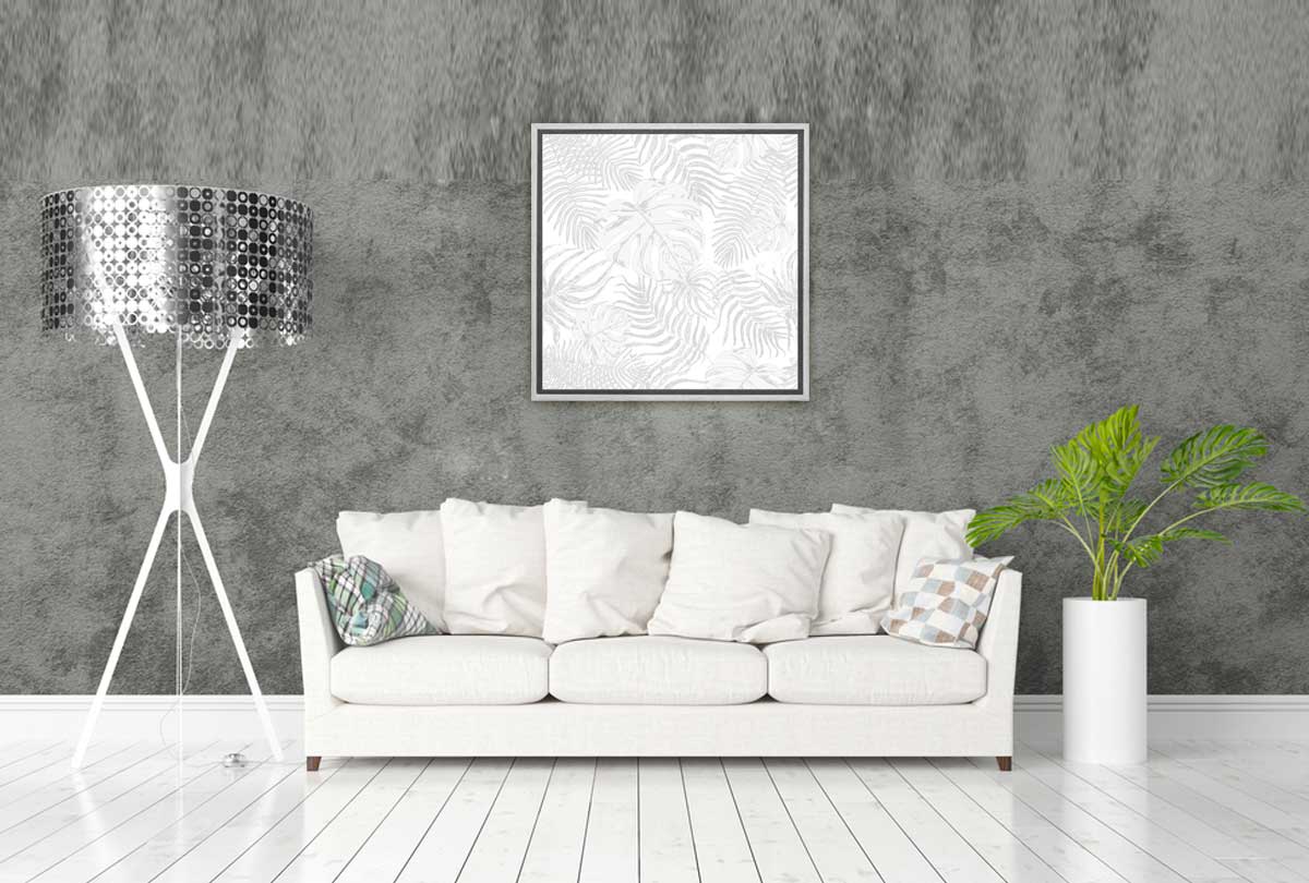 Grey Monstera & Palm leaves | Canvas Wall Art Print - Final Touch Decor