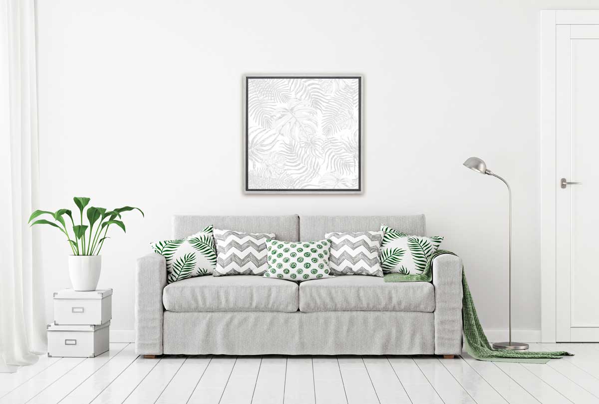 Grey Monstera & Palm leaves | Canvas Wall Art Print - Final Touch Decor