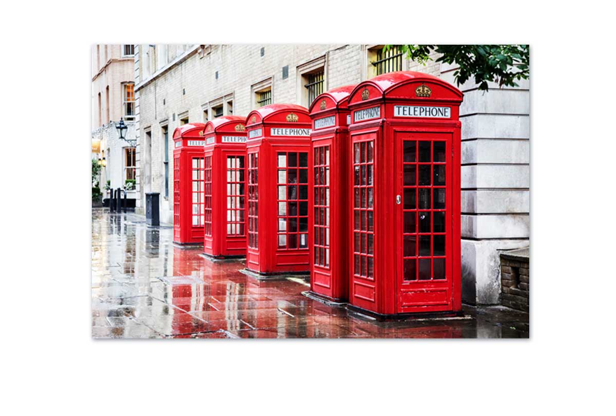 Red Phone Booths, UK | Canvas Wall Art Print - Final Touch Decor