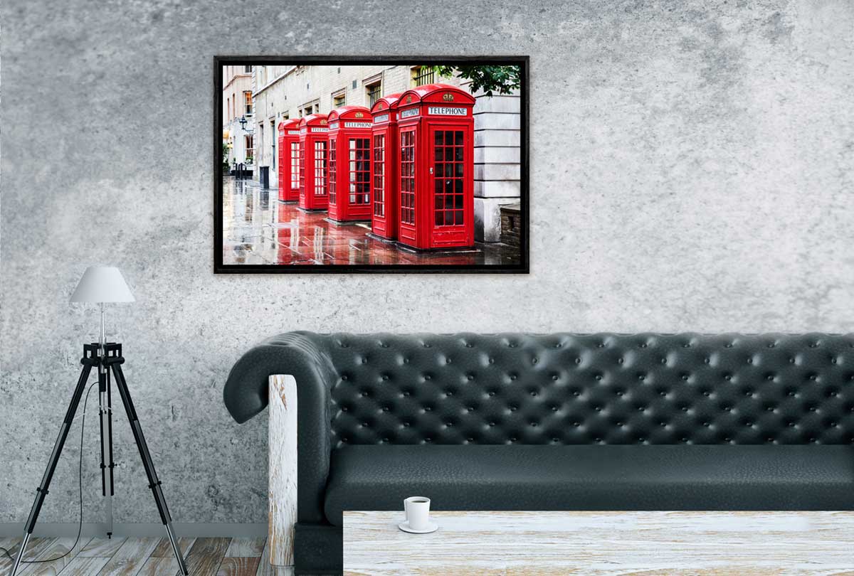 Red Phone Booths, UK | Canvas Wall Art Print - Final Touch Decor