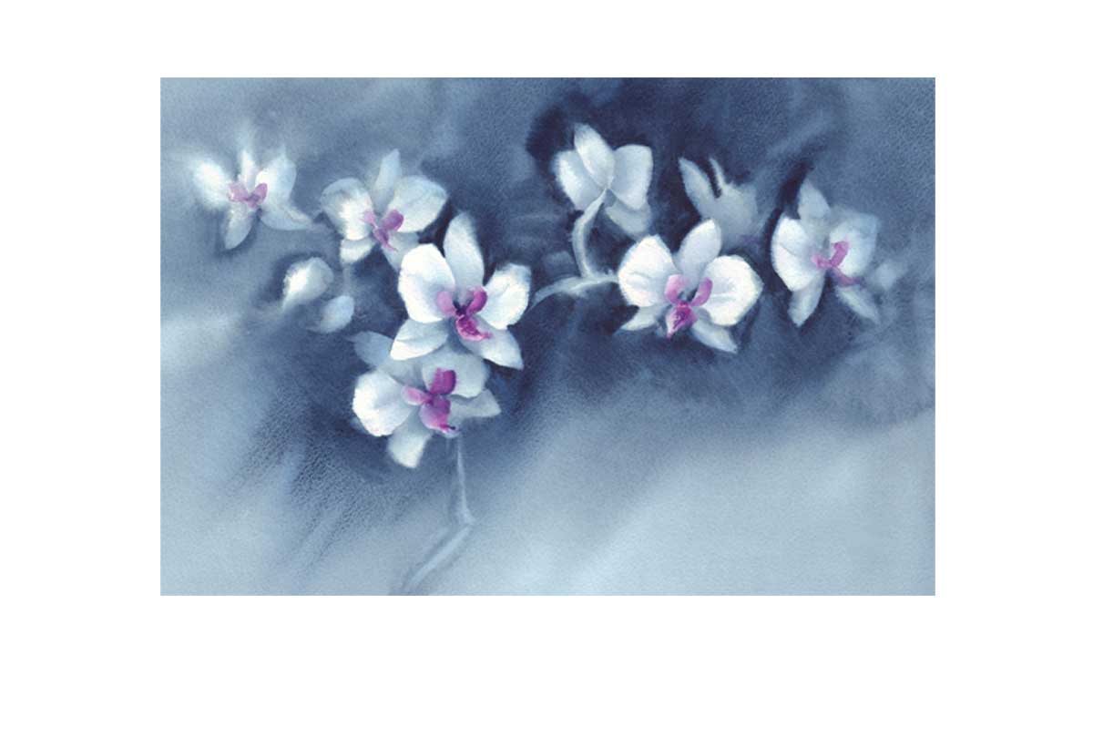 White Orchid Watercolour | Canvas Wall Art Print - Final Touch Decor