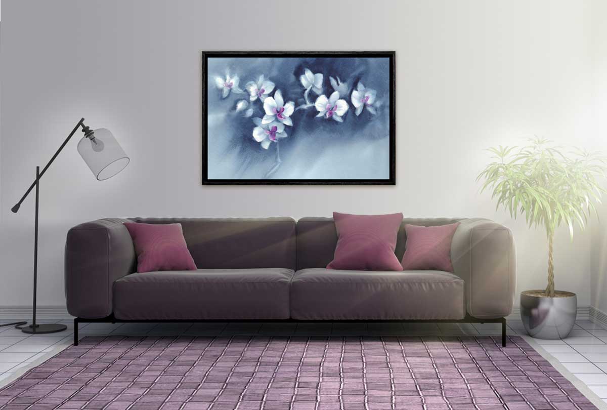 White Orchid Watercolour | Canvas Wall Art Print - Final Touch Decor
