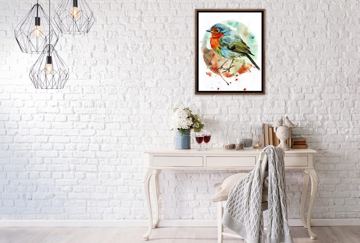 Robin Watercolour | Bird Canvas Wall Art Print - Final Touch Decor