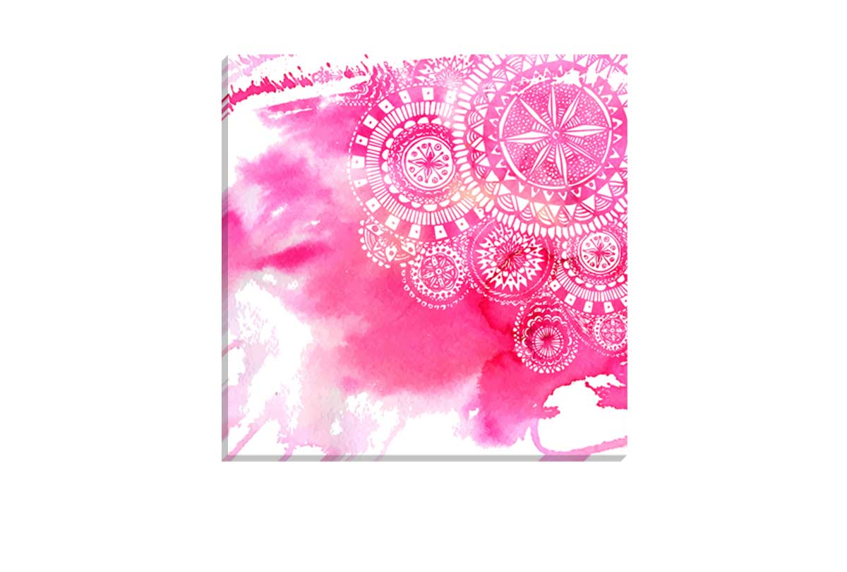 Pink Watercolour Boho Tribal Pattern | Canvas Wall Art Print - Final Touch Decor