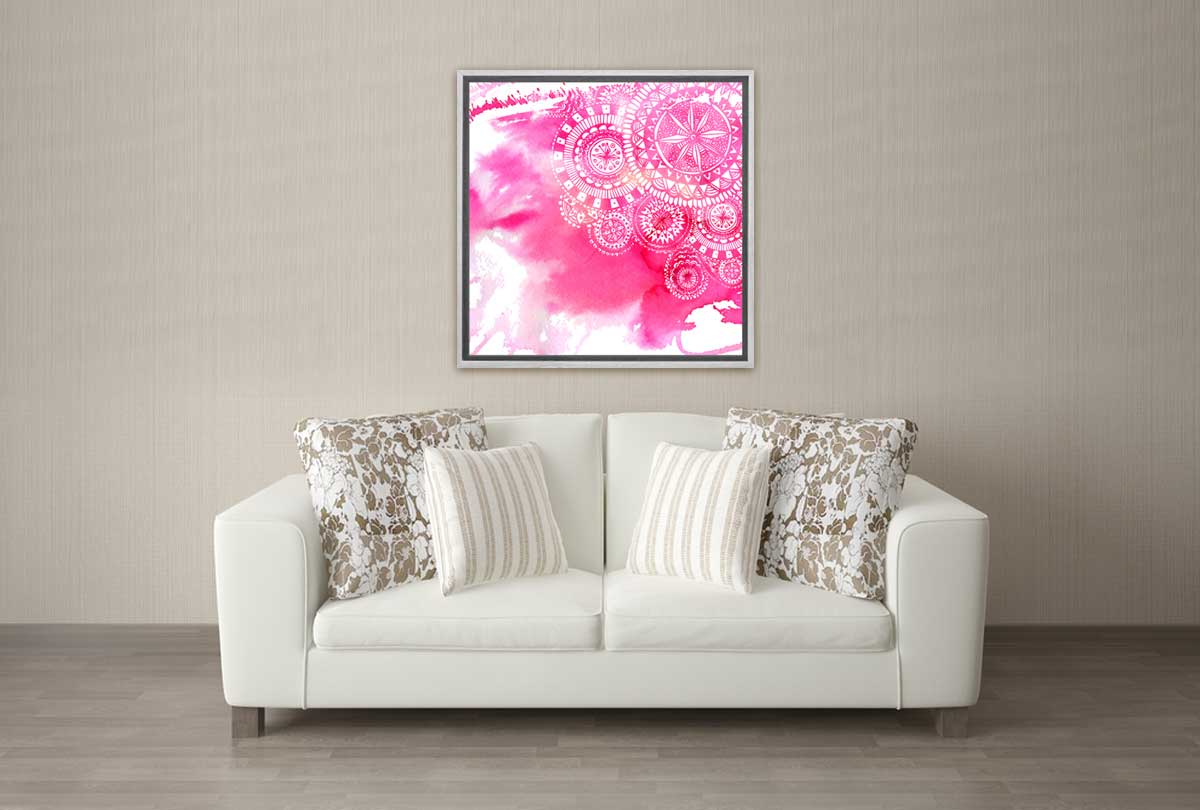 Pink Watercolour Boho Tribal Pattern | Canvas Wall Art Print - Final Touch Decor