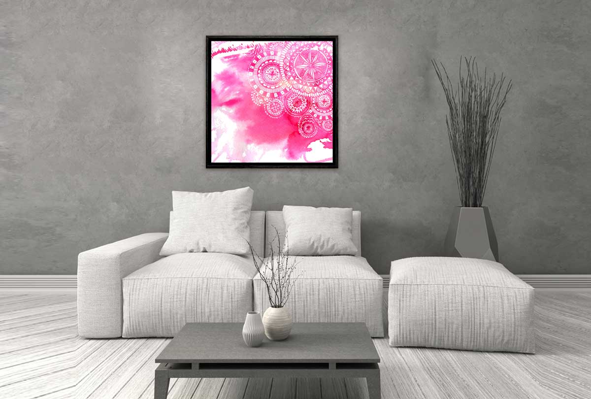 Pink Watercolour Boho Tribal Pattern | Canvas Wall Art Print - Final Touch Decor