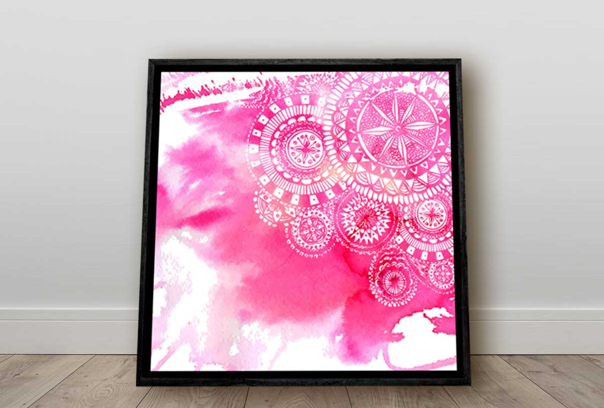 Pink Watercolour Boho Tribal Pattern | Canvas Wall Art Print - Final Touch Decor