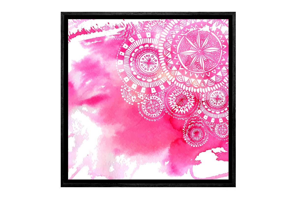 Pink Watercolour Boho Tribal Pattern | Canvas Wall Art Print - Final Touch Decor