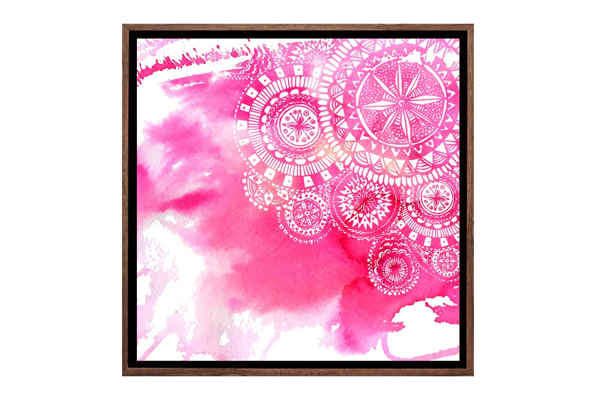 Pink Watercolour Boho Tribal Pattern | Canvas Wall Art Print - Final Touch Decor