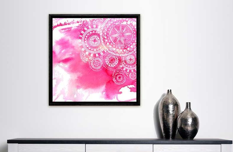 Pink Watercolour Boho Tribal Pattern | Canvas Wall Art Print - Final Touch Decor