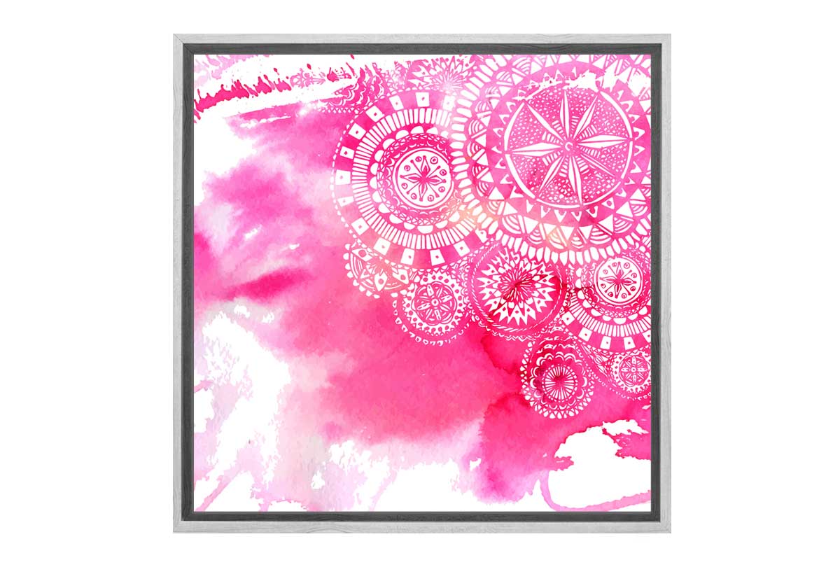 Pink Watercolour Boho Tribal Pattern | Canvas Wall Art Print - Final Touch Decor