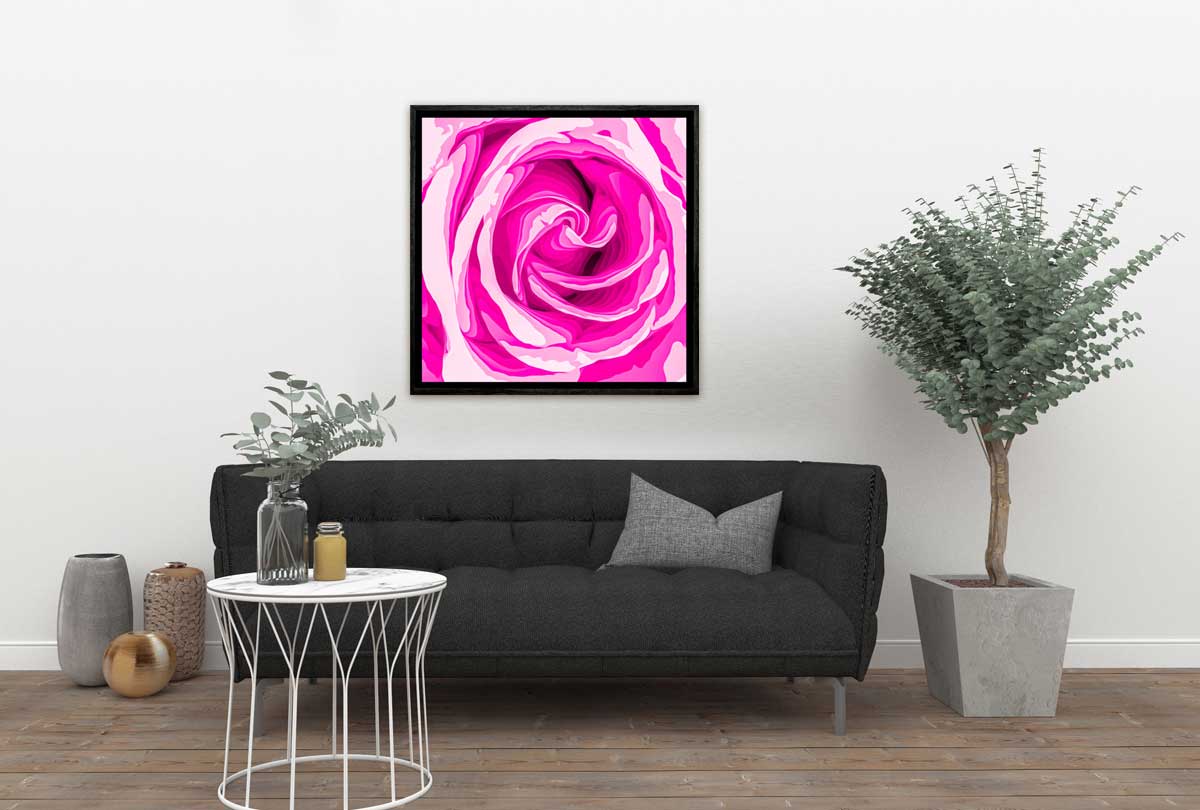 Bright Pink Rose Bud Abstract | Canvas Wall Art Print - Final Touch Decor